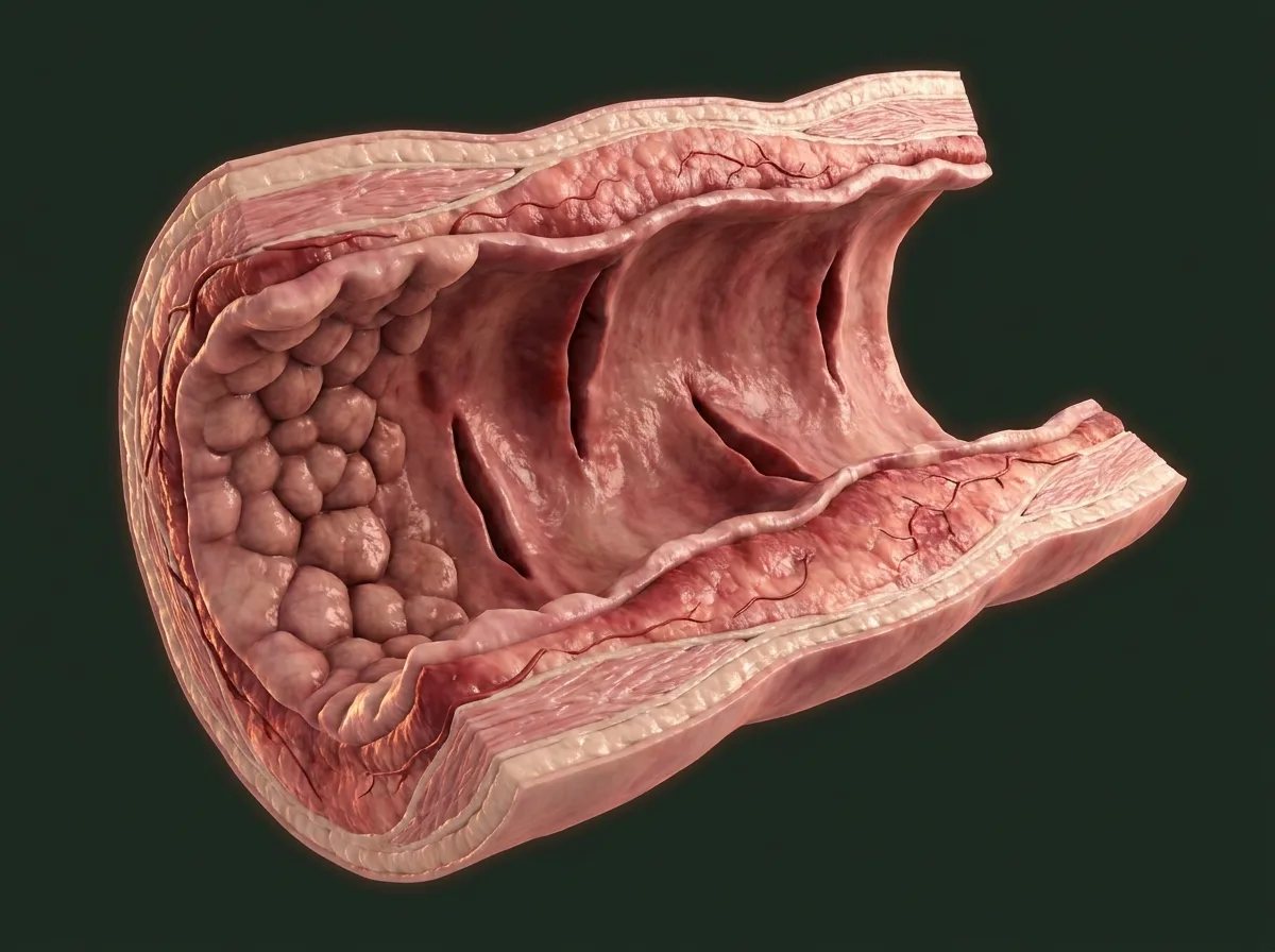 Ilustração anatômica — Doença inflamatória intestinal (Crohn e retocolite)