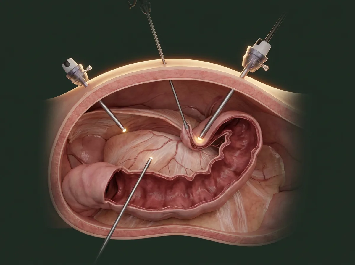Ilustração — Cirurgia colorretal laparoscópica