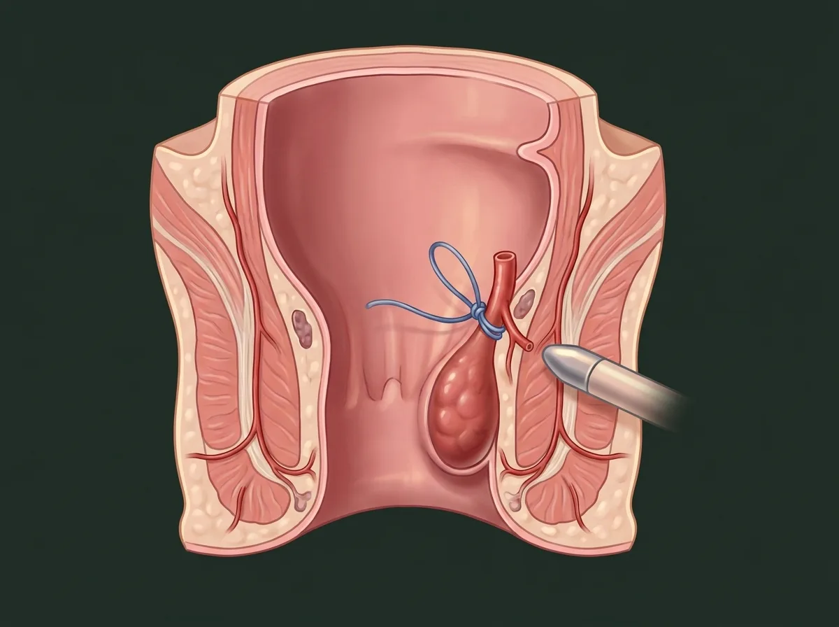 Ilustração — Desarterialização hemorroidária (THD)